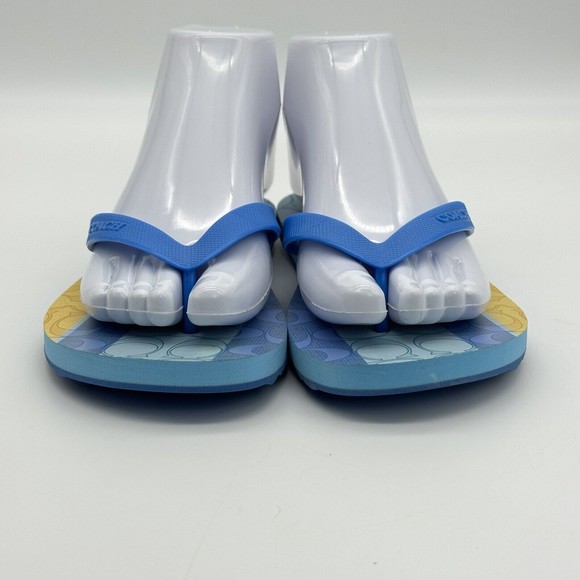 NWOT Coach Logo Zak Beach Thong Flip Flop Sandals Blue/Yellow Women’s Size 6 B - Picture 2 of 16